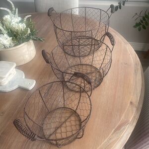 Set of 3 Nesting Chicken Wire Baskets